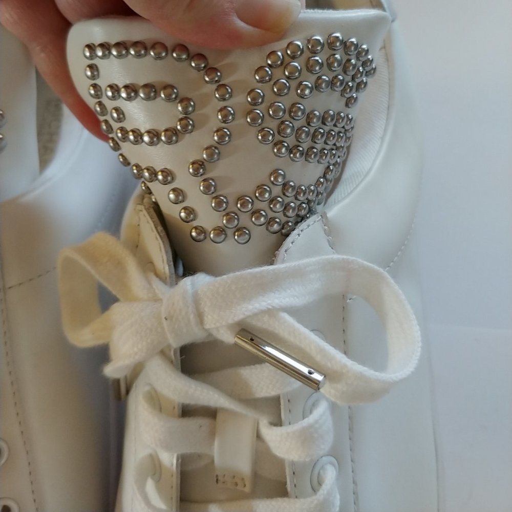 Michael Kors Mindy White Leather Studded Sneaker - Picture 5 of 14